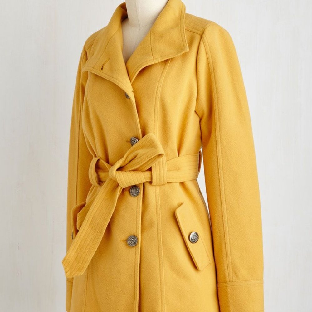Mustard Yellow Jack Pea Coat ModCloth Size Small